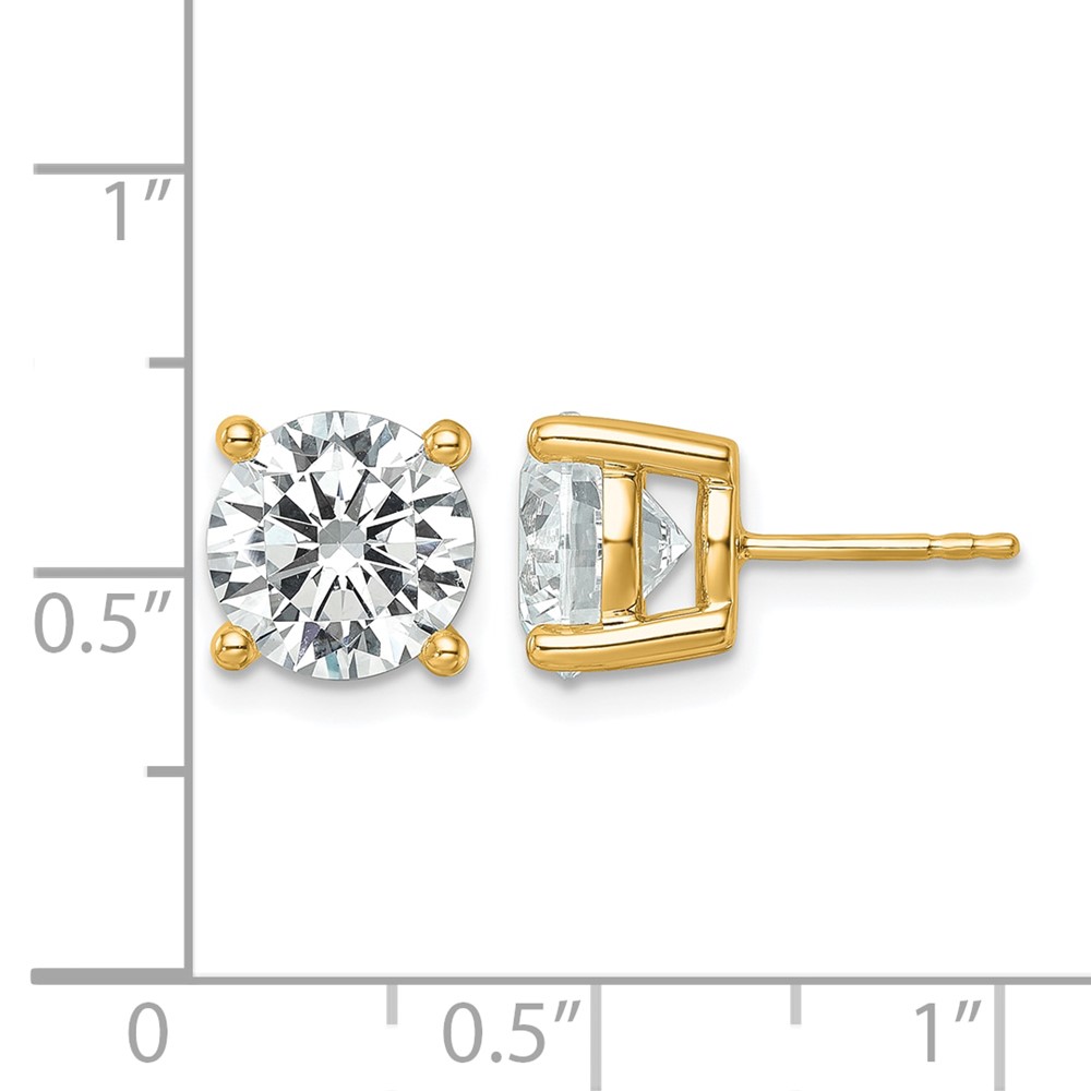 14k 6 carat Lab Grown Diamond VS/SI+ G+ Round Complete Four Prong Heavyweight Stud Earrings (EM1006-600-LG)