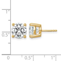 14K Yellow Gold 6 Carat Lab Grown Diamond VS SI+ G+ Round Complete Four Prong Heavyweight Stud Earrings view 5