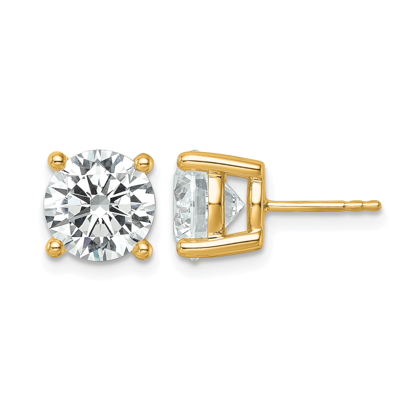 14k 6 carat Lab Grown Diamond VS/SI+ G+ Round Complete Four Prong Heavyweight Stud Earrings (EM1006-600-LG)