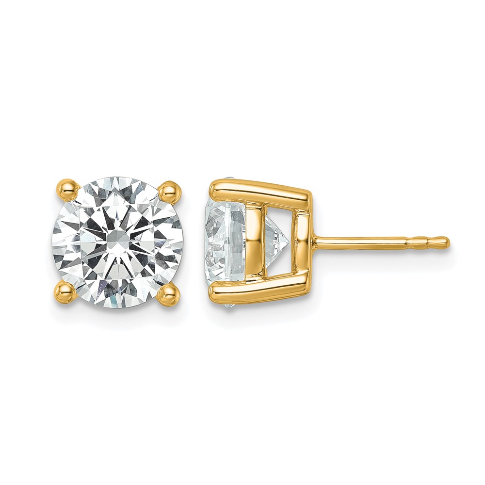 14k 6 carat Lab Grown Diamond VS/SI+ G+ Round Complete Four Prong Heavyweight Stud Earrings (EM1006-600-LG)