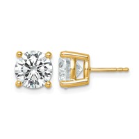 14K Yellow Gold 6 Carat Lab Grown Diamond VS SI+ G+ Round Complete Four Prong Heavyweight Stud Earrings view 1
