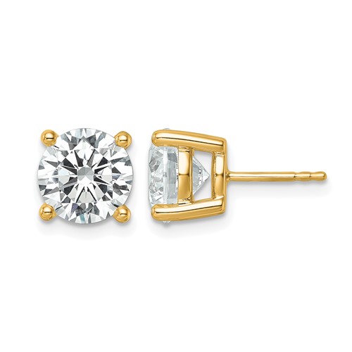 14K Yellow Gold 6 Carat Certified Lab Grown Diamond VS+ F+ Round Complete Four Prong Heavyweight Stud Earrings