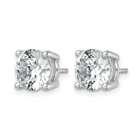 14K White Gold 7 Carat Certified Lab Grown Diamond VS SI+ G+ Round Complete Four Prong Heavyweight Stud Earrings view 2