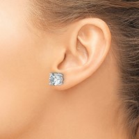 14K White Gold 7 Carat Certified Lab Grown Diamond VS SI+ G+ Round Complete Four Prong Heavyweight Stud Earrings view 3