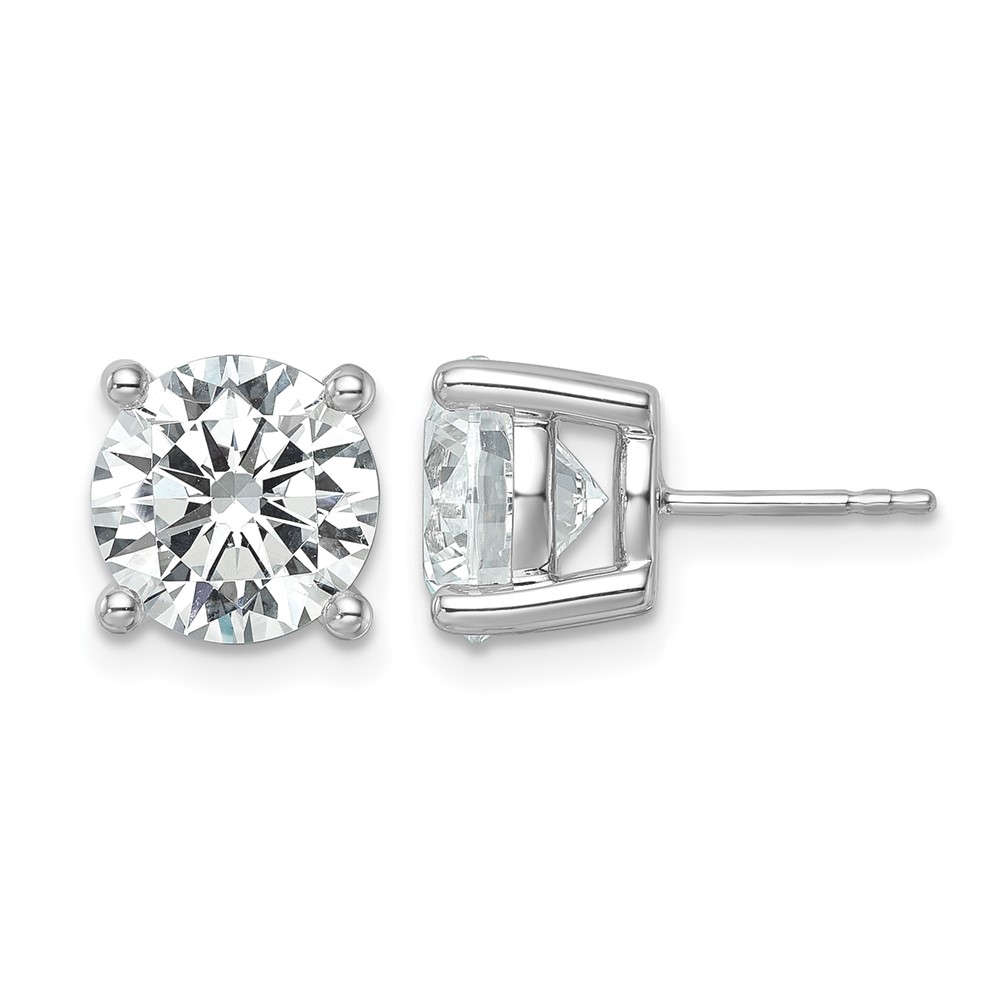 14K White Gold 7 Carat Certified Lab Grown Diamond VS SI+ G+ Round Complete Four Prong Heavyweight Stud Earrings