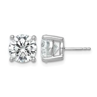 14K White Gold 7 Carat Certified Lab Grown Diamond VS SI+ G+ Round Complete Four Prong Heavyweight Stud Earrings view 1