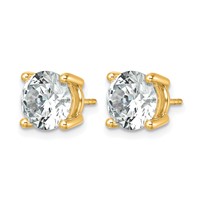 14K Yellow Gold 7 Carat Certified Lab Grown Diamond VS SI+ G+ Round Complete Four Prong Heavyweight Stud Earrings view 2