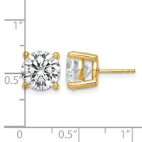 14K Yellow Gold 7 Carat Certified Lab Grown Diamond VS SI+ G+ Round Complete Four Prong Heavyweight Stud Earrings view 4
