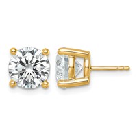 14K Yellow Gold 7 Carat Certified Lab Grown Diamond VS SI+ G+ Round Complete Four Prong Heavyweight Stud Earrings view 1