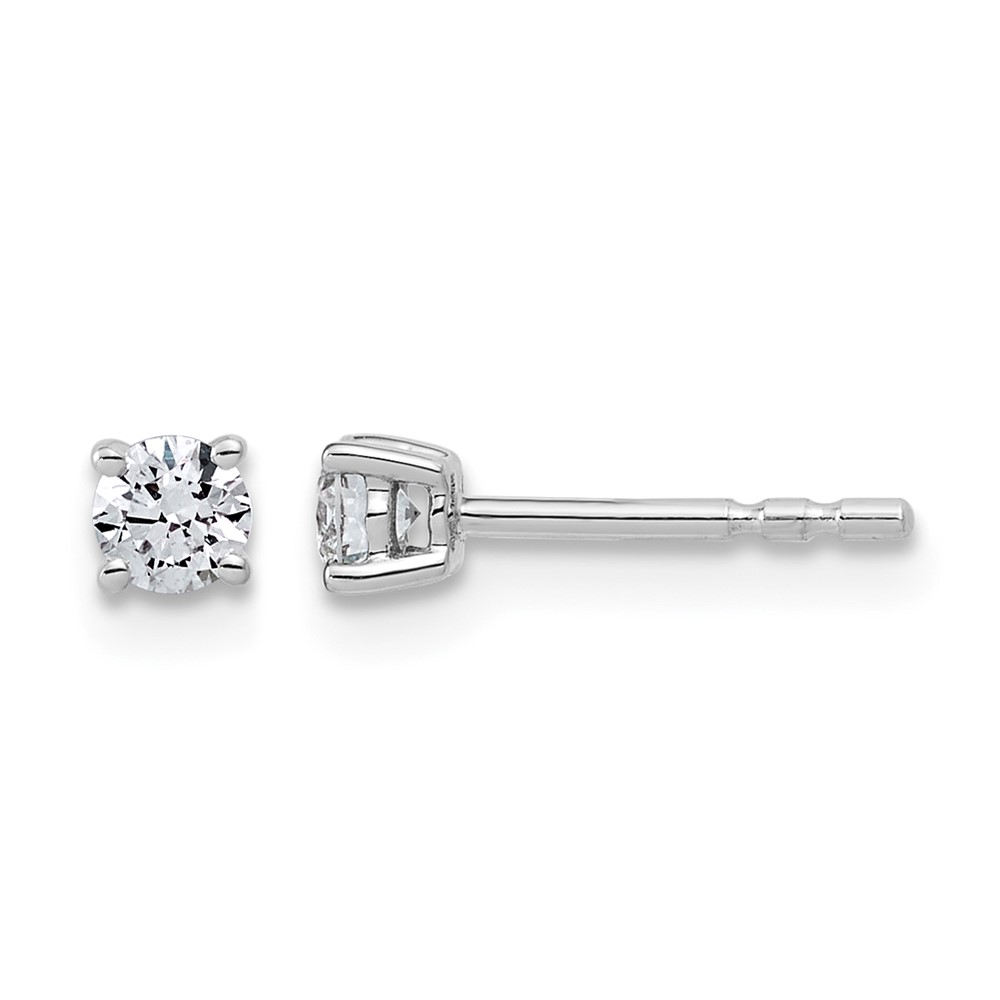 10K White Gold 0.25 Carat Lab Grown Diamond VS+ F+ Round Complete Four Prong Stud Earrings