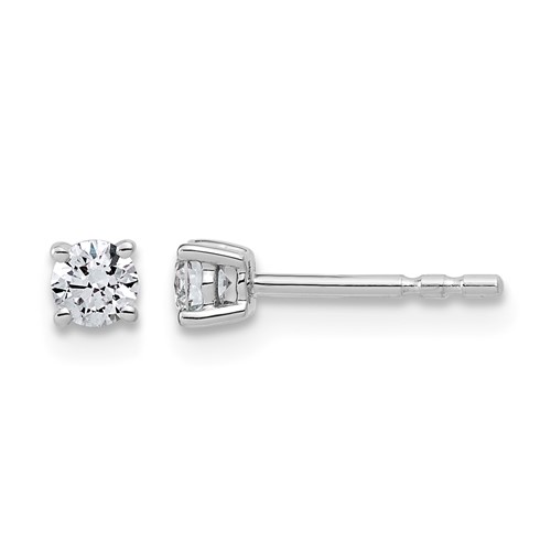 10K White Gold 0.25 Carat Lab Grown Diamond VS+ F+ Round Complete Four Prong Stud Earrings