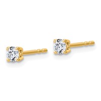 10K Yellow Gold 0.25 Carat Lab Grown Diamond VS+ F+ Round Complete Four Prong Stud Earrings view 2