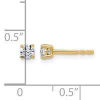 10K Yellow Gold 0.25 Carat Lab Grown Diamond VS+ F+ Round Complete Four Prong Stud Earrings view 4
