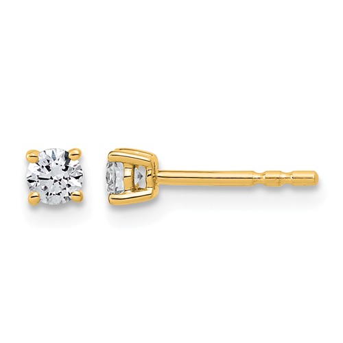 10K Yellow Gold 0.25 Carat Lab Grown Diamond VS SI+ G+ Round Complete Four Prong Stud Earrings