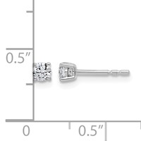14K White Gold 0.25 Carat Lab Grown Diamond VS SI+ G+ Round Complete Four Prong Lightweight Stud Earrings view 3