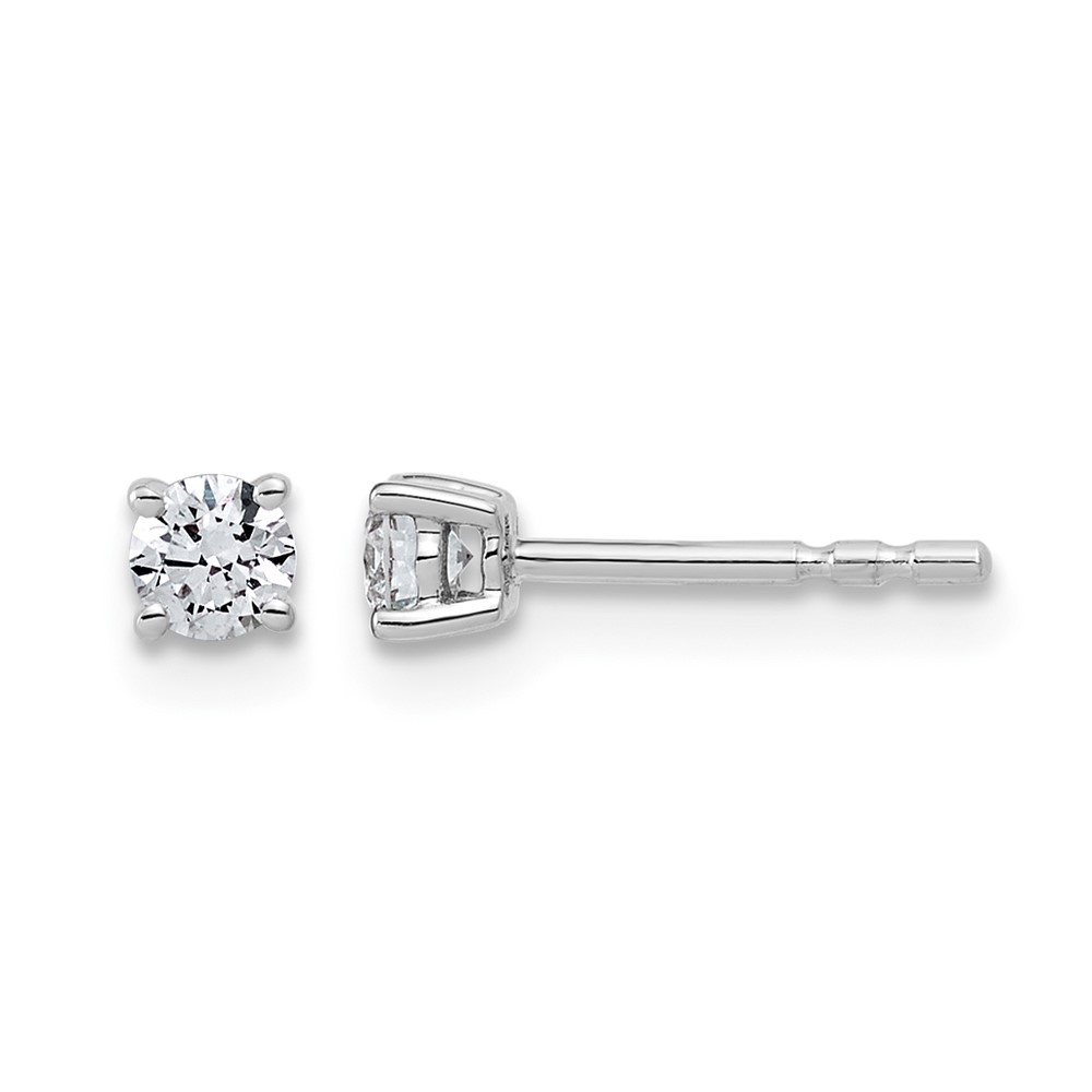 14K White Gold 0.25 Carat Lab Grown Diamond VS SI+ G+ Round Complete Four Prong Lightweight Stud Earrings