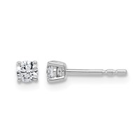 14K White Gold 0.25 Carat Lab Grown Diamond VS SI+ G+ Round Complete Four Prong Lightweight Stud Earrings view 1