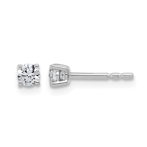 14k White Gold 1/4 carat  Lab Grown Diamond VS/SI+ G+ Round Complete Four Prong Lightweight Stud Earrings