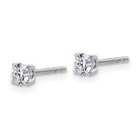10K White Gold 0.33 Carat Lab Grown Diamond VS+ F+ Round Complete Four Prong Stud Earrings view 2
