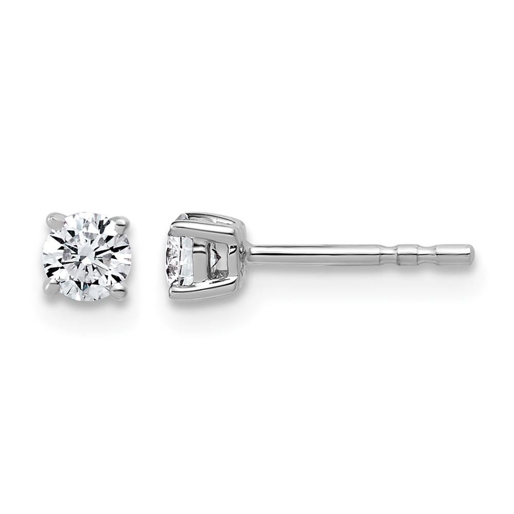 10K White Gold 0.33 Carat Lab Grown Diamond VS+ F+ Round Complete Four Prong Stud Earrings
