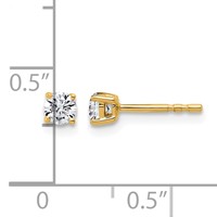 10K Yellow Gold 0.33 Carat Lab Grown Diamond VS SI+ G+ Round Complete Four Prong Stud Earrings view 4