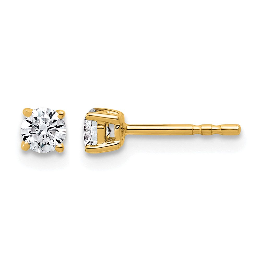 10K Yellow Gold 0.33 Carat Lab Grown Diamond VS SI+ G+ Round Complete Four Prong Stud Earrings