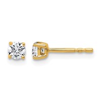 10K Yellow Gold 0.33 Carat Lab Grown Diamond VS SI+ G+ Round Complete Four Prong Stud Earrings view 1