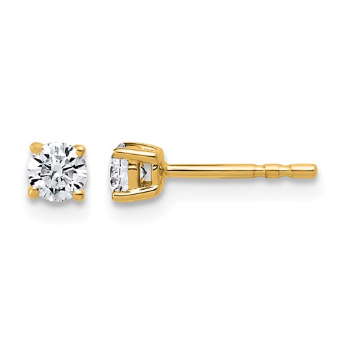 10K Yellow Gold 0.33 Carat Lab Grown Diamond VS+ F+ Round Complete Four Prong Stud Earrings
