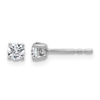 14K White Gold 0.33 Carat Certified Lab Grown Diamond VS+ F+ Round Complete Four Prong Lightweight Stud Earrings view 1