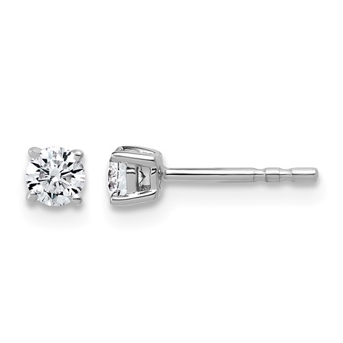 14K White Gold 0.33 Carat Certified Lab Grown Diamond VS SI+ G+ Round Complete Four Prong Lightweight Stud Earrings