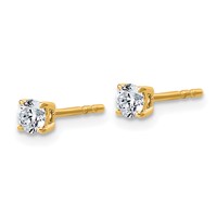 14K Yellow Gold 0.33 Carat Certified Lab Grown Diamond VS+ F+ Round Complete Four Prong Lightweight Stud Earrings view 2