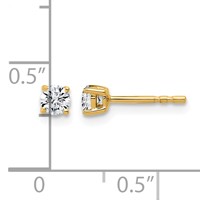 14K Yellow Gold 0.33 Carat Certified Lab Grown Diamond VS+ F+ Round Complete Four Prong Lightweight Stud Earrings view 4