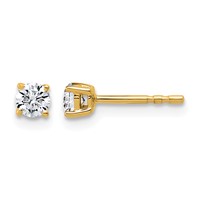 14K Yellow Gold 0.33 Carat Certified Lab Grown Diamond VS+ F+ Round Complete Four Prong Lightweight Stud Earrings view 1