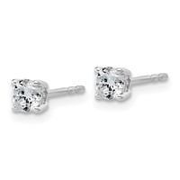10K White Gold 0.50 Carat Lab Grown Diamond VS SI+ G+ Round Complete Four Prong Stud Earrings view 2