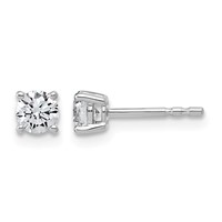 10K White Gold 0.50 Carat Lab Grown Diamond VS SI+ G+ Round Complete Four Prong Stud Earrings view 1
