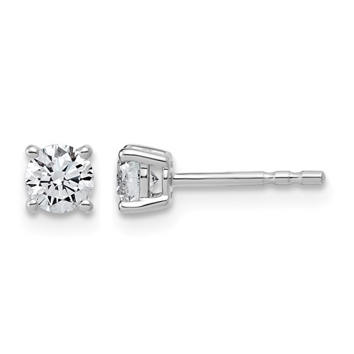 10K White Gold 0.50 Carat Lab Grown Diamond VS SI+ G+ Round Complete Four Prong Stud Earrings