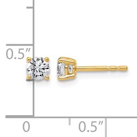 10K Yellow Gold 0.50 Carat Lab Grown Diamond VS+ F+ Round Complete Four Prong Stud Earrings view 4
