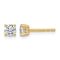 10K Yellow Gold 0.50 Carat Lab Grown Diamond VS+ F+ Round Complete Four Prong Stud Earrings view 1