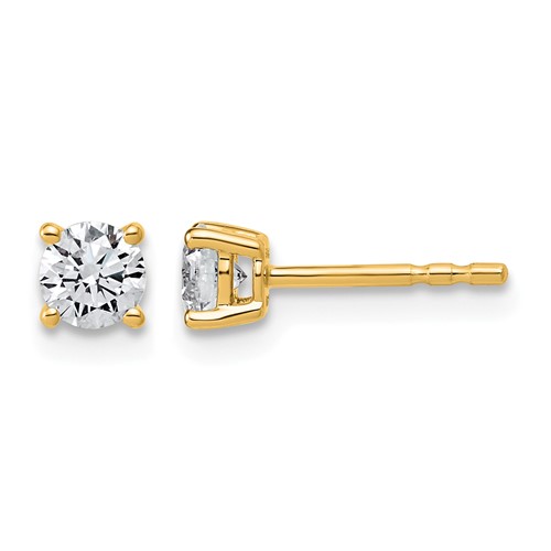 10K Yellow Gold 0.50 Carat Lab Grown Diamond VS+ F+ Round Complete Four Prong Stud Earrings