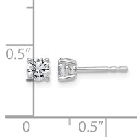 14K White Gold 0.50 Carat Certified Lab Grown Diamond VS SI+ G+ Round Complete Four Prong Lightweight Stud Earrings view 3