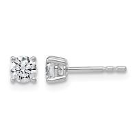 14K White Gold 0.50 Carat Certified Lab Grown Diamond VS SI+ G+ Round Complete Four Prong Lightweight Stud Earrings view 1