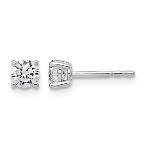 14K White Gold 0.50 Carat Certified Lab Grown Diamond VS SI+ G+ Round Complete Four Prong Lightweight Stud Earrings