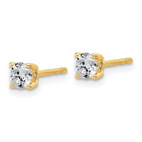 14K Yellow Gold 0.50 Carat Certified Lab Grown Diamond VS+ F+ Round Complete Four Prong Lightweight Stud Earrings view 2