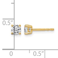 14K Yellow Gold 0.50 Carat Certified Lab Grown Diamond VS+ F+ Round Complete Four Prong Lightweight Stud Earrings view 4