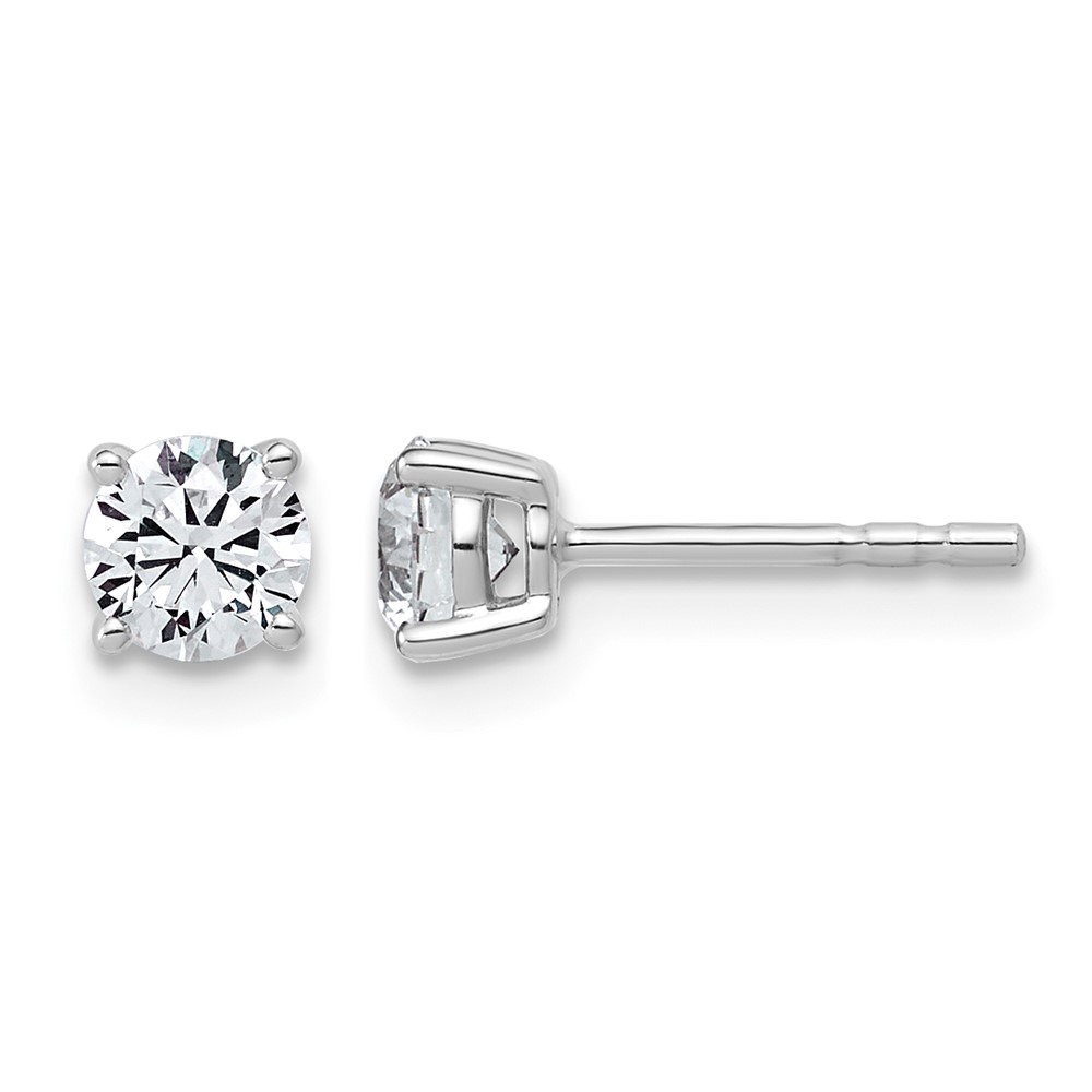 10K White Gold 0.62 Carat Lab Grown Diamond VS SI+ G+ Round Complete Four Prong Stud Earrings
