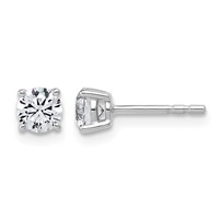 10K White Gold 0.62 Carat Lab Grown Diamond VS SI+ G+ Round Complete Four Prong Stud Earrings view 1