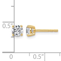 10K Yellow Gold 0.62 Carat Lab Grown Diamond VS+ F+ Round Complete Four Prong Stud Earrings view 4