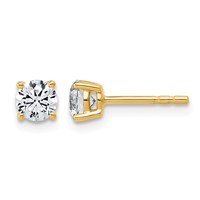 10K Yellow Gold 0.62 Carat Lab Grown Diamond VS+ F+ Round Complete Four Prong Stud Earrings view 1