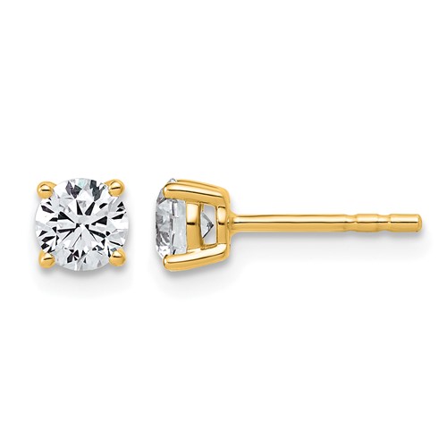 10K Yellow Gold 0.62 Carat Lab Grown Diamond VS SI+ G+ Round Complete Four Prong Stud Earrings