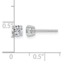 14K White Gold 0.62 Carat Lab Grown Diamond VS SI+ G+ Round Complete Four Prong Lightweight Stud Earrings view 3